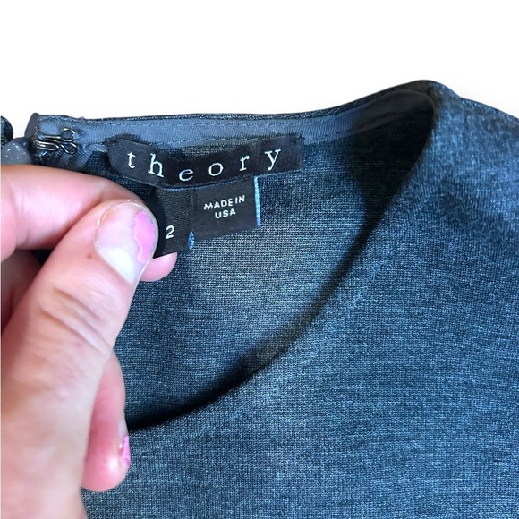 THEORY Winstine Refiner Short Sleeve Ponte Dress Size 2 Gray Professional Dress - Picture 8 of 16